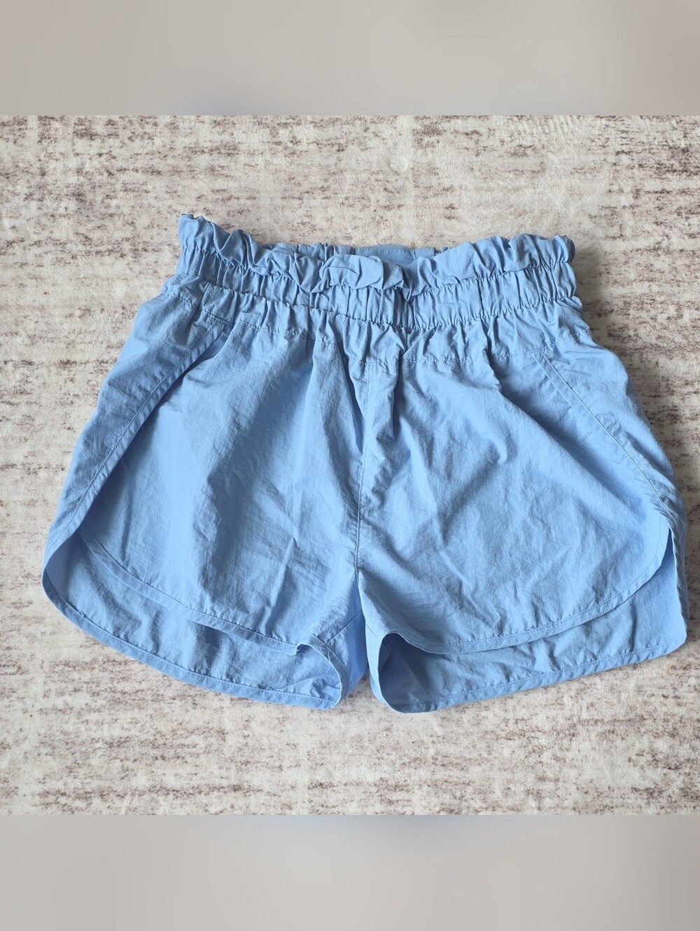Zenana Outfitters Sky Blue Paperbag Waist Athletic Shorts